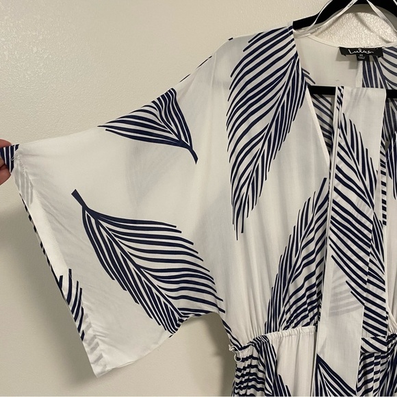 Lulus Dress Women’s Size Medium Sign of the Times Blue Leaf Print Maxi Dress - Picture 3 of 15